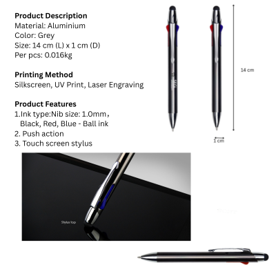 5 BSGIFTS Aluminium Multicolour Pen with Stylus