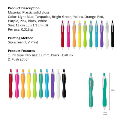 5 BSGIFTS Ergonomic Plastic Ball Pen