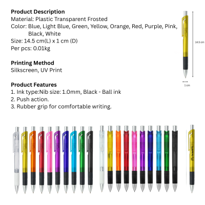 5 BSGIFTS Plastic Transparent Frosted Ball Pen