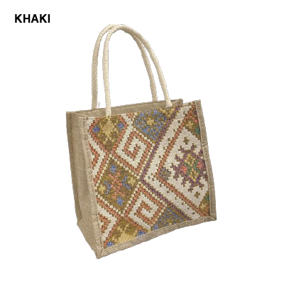 33211 Mini Batik Design Jute Bag With Zip Bsgifts