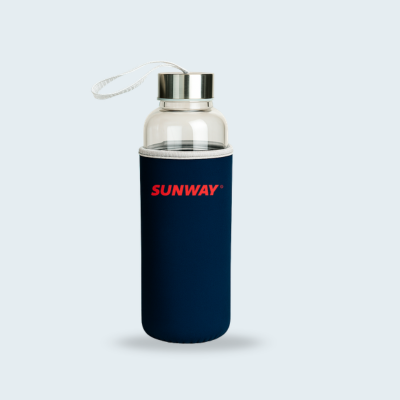 1 BSGIFTS Glass Bottle 500ml with Neoprene Pouch – 20.5(H) x 6.5 cm (D)