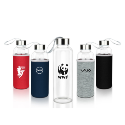 3(1) BSGIFTS Glass Bottle 500ml with Neoprene Pouch – 20.5(H) x 6.5 cm (D)