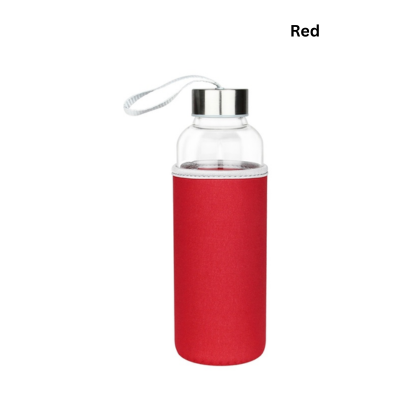 4(1) BSGIFTS Glass Bottle 500ml with Neoprene Pouch – 20.5(H) x 6.5 cm (D)