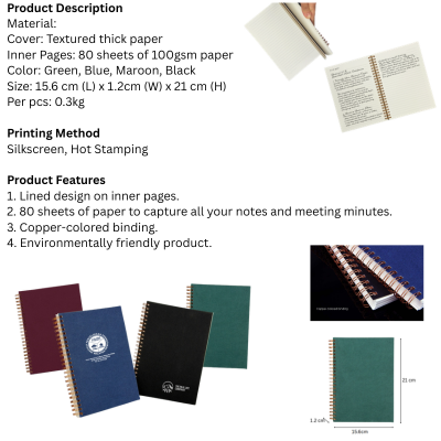 5 BSGIFTS A5 Copper Binding Wire O Thick Notebook - 15.6(L) x 1.2(W) x 21cm(H)