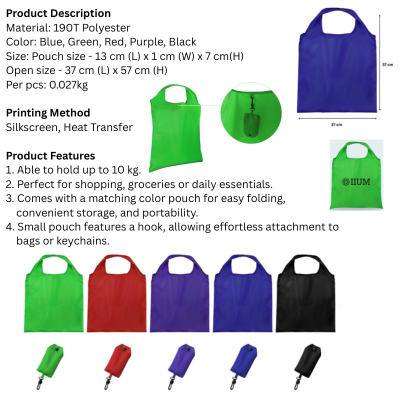 5 BSGIFTS Polyester Large Foldable Shopping Bag