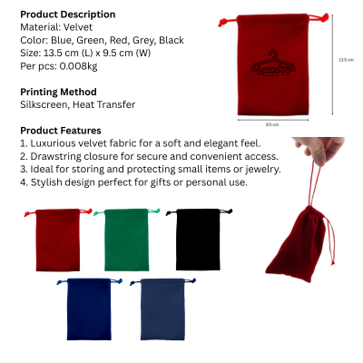 5 BSGIFTS Soft Velvet Drawstring Pouch – Small