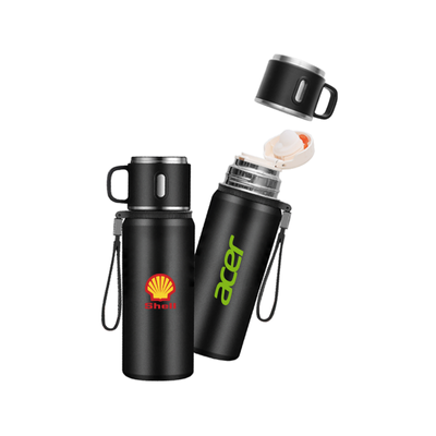 1 BSGIFTS Stainless Steel Vacuum Thermos Flask with Handle - 600ml