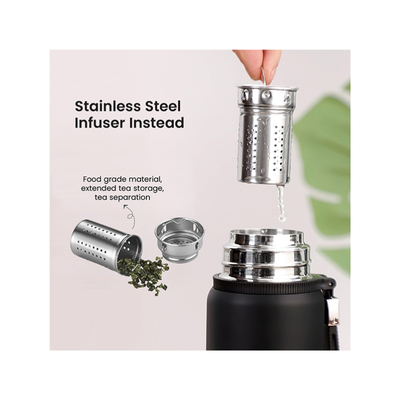 3(2) BSGIFTS Stainless Steel Vacuum Thermos Flask with Handle - 600ml