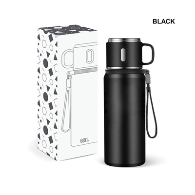 4(1) BSGIFTS Stainless Steel Vacuum Thermos Flask with Handle - 600ml