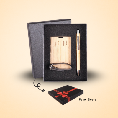 1 BSGIFTS Gift Set 2 in 1- Green Journey Gift Set (Metal Pen, Luggage Tag)