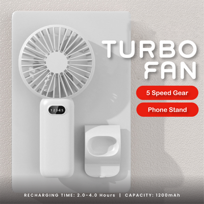 2 BSGIFTS Phone Stand Handheld Fan 5 Speed Gear 1200mAh