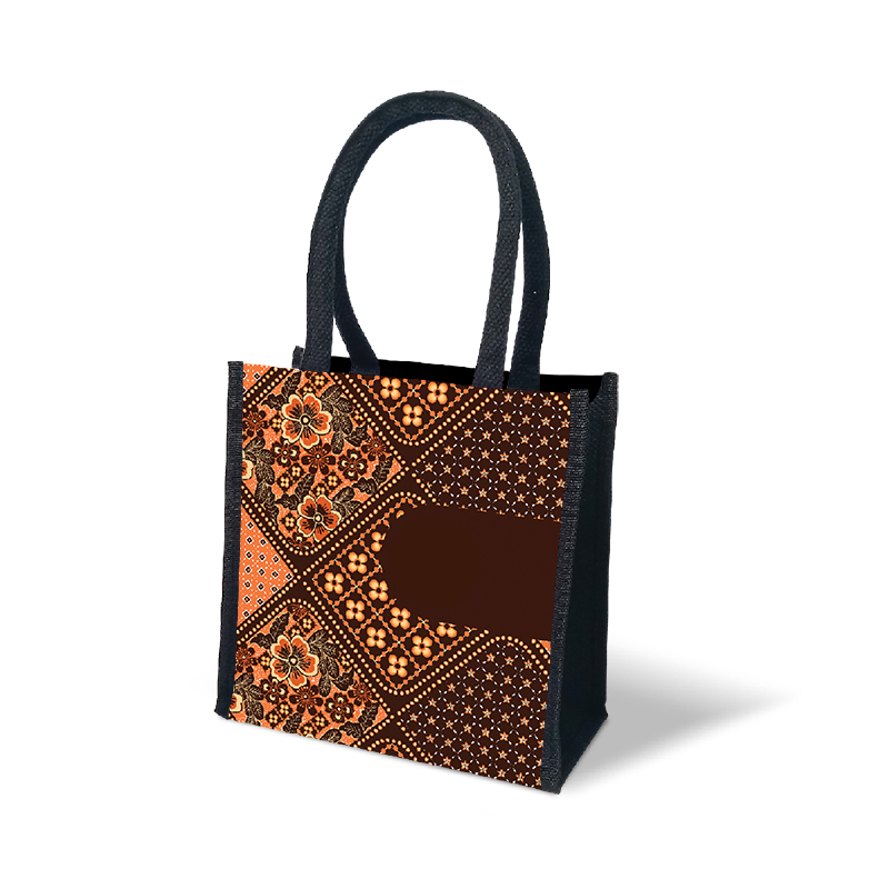 25044_Batik Harmony_Black Jute Bag_H22cm x L20.5cm x D10.5cm_Design B_Brown