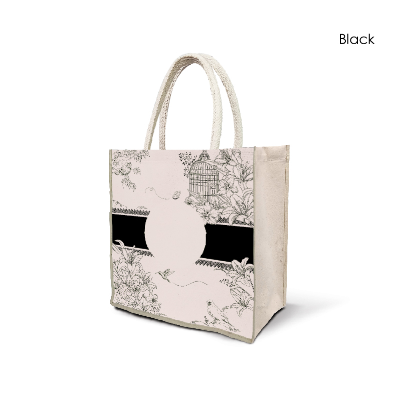 25045-SG-Laminated Canvas Bag_H22cm x L20.5cm x D10.5cm_Black1