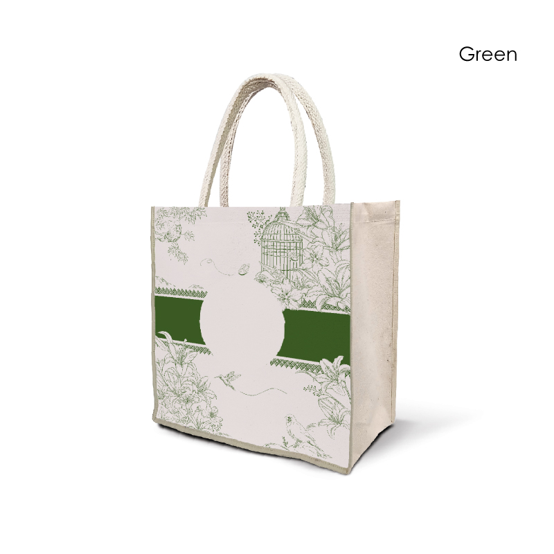 25045_SG_Laminated Canvas Bag_H22cm x L20.5cm x D10.5cm_Green1