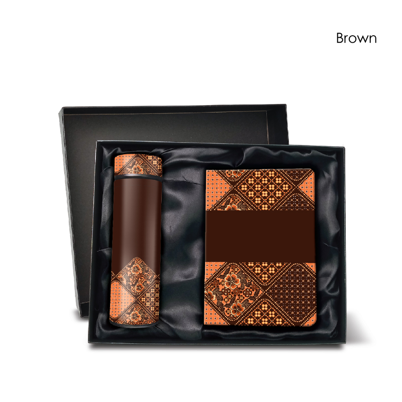 29105_Batik Harmony Gift Set_LED Flask n Notebook_Brown