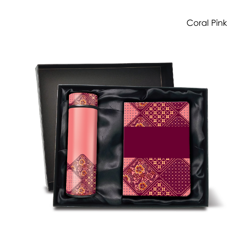 29105_Batik Harmony Gift Set_LED Flask n Notebook_Coral-Pink