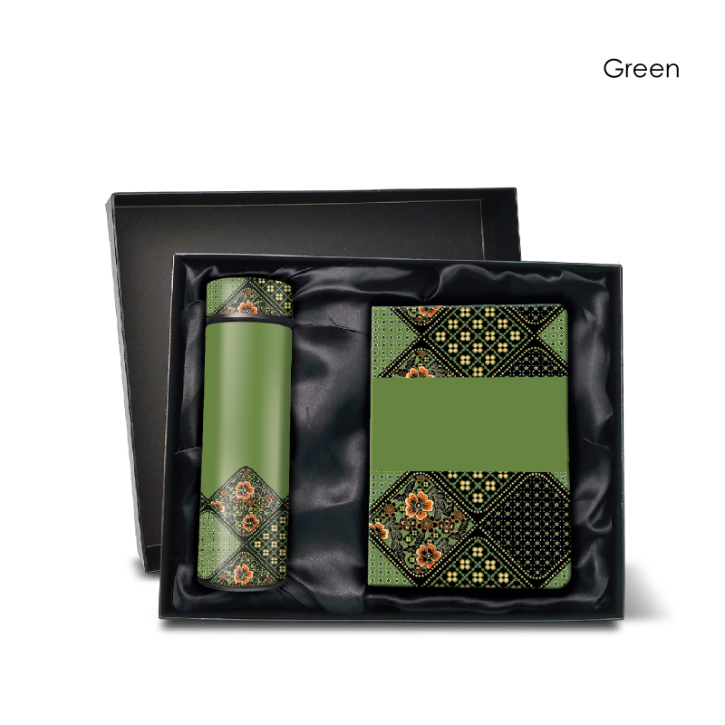 29105_Batik Harmony Gift Set_LED Flask n Notebook_Green