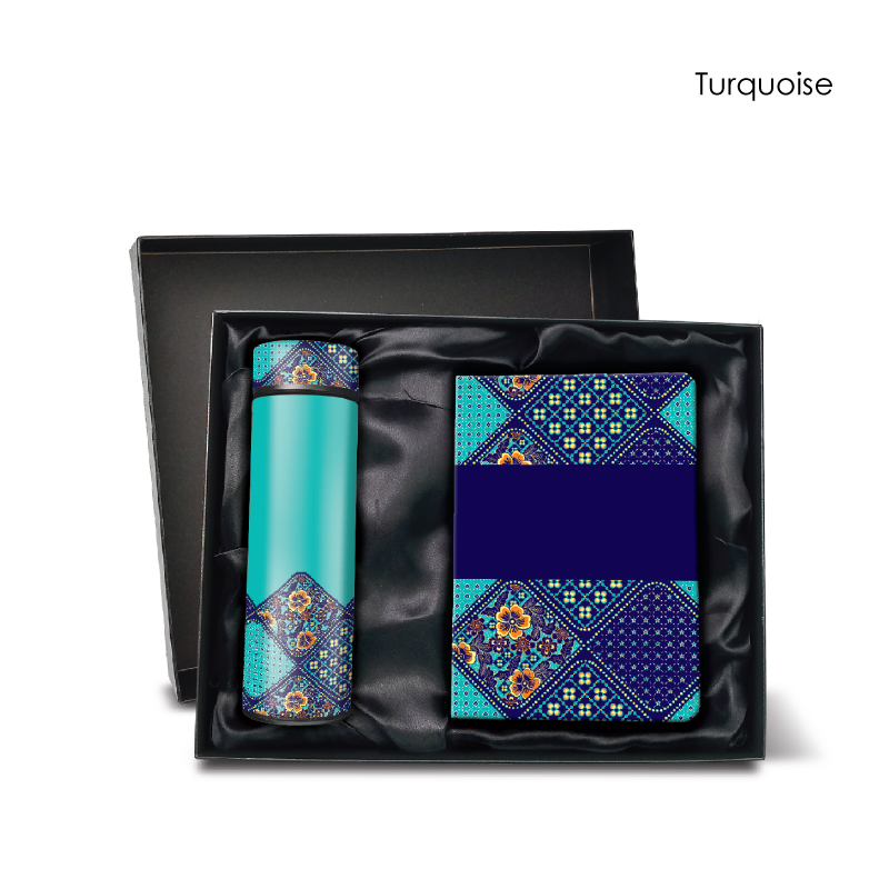 29105_Batik Harmony Gift Set_LED Flask n Notebook_Turquoise