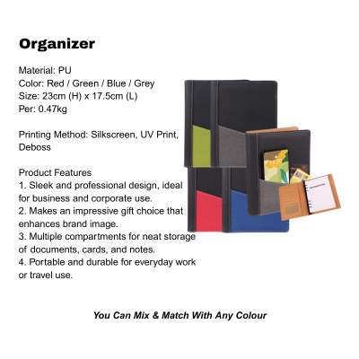 3(3) BSGIFTS Gift Set 2 in 1- Essential Notes Gift Set (Organizer, Metal Pen)