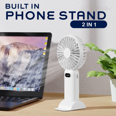 3(5) BSGIFTS Phone Stand Handheld Fan 5 Speed Gear 1200mAh