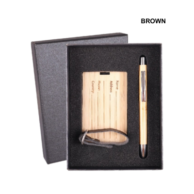 4(1) BSGIFTS Gift Set 2 in 1- Green Journey Gift Set (Metal Pen, Luggage Tag)