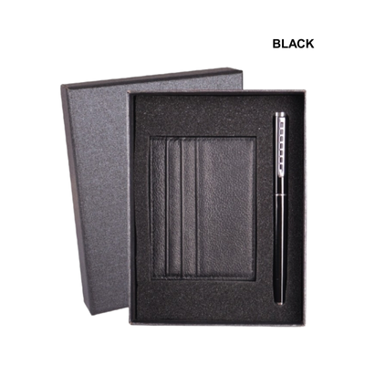 4(1) BSGIFTS Gift Set 2 in 1- Professional Essentials Gift Set (Leather Card Holder, Metal Pen)