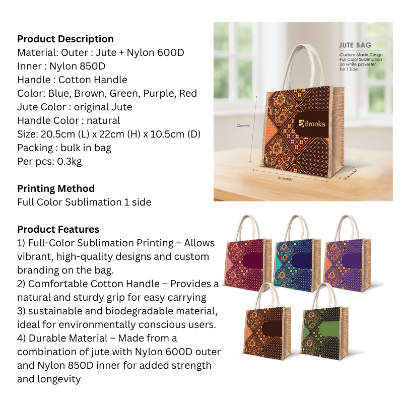 5 BSGIFTS Batik Harmony Jute Bag ( Custom Made)- 20.5 x 22 x 10.5