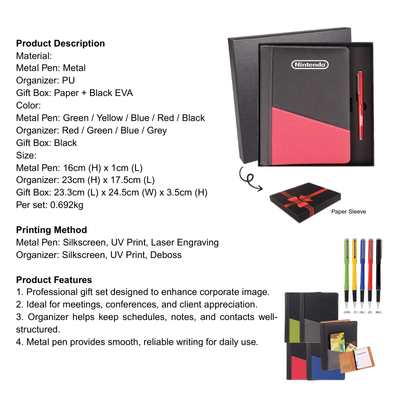 5 BSGIFTS Gift Set 2 in 1- Essential Notes Gift Set (Organizer, Metal Pen)