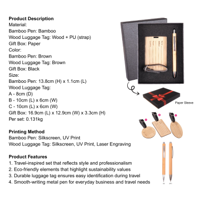 5 BSGIFTS Gift Set 2 in 1- Green Journey Gift Set (Metal Pen, Luggage Tag)