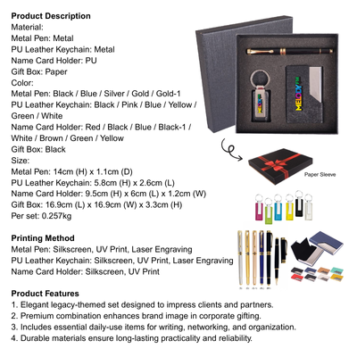 5 BSGIFTS Gift Set 3 in 1- Legacy Collection Gift Set (Metal Pen, Keychain, Name Card Holder)