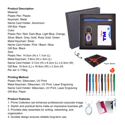 5 BSGIFTS Gift Set 3 in 1- Prime Collection Gift Set (Plastic Pen, Name Card Holder, Keychain)