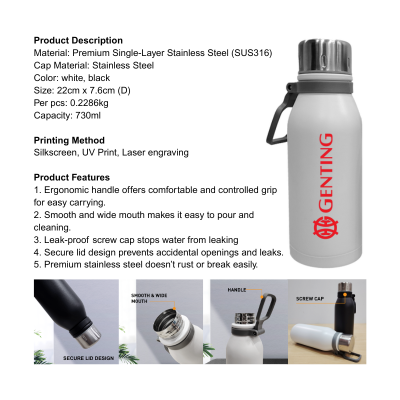 5 BSGIFTS Stainless Steel Vacuum Thermos Flask 730ml