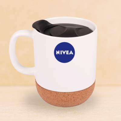 1 BSGIFTS Cork Base Ceramic Mug with Ribbon Box - 350ml