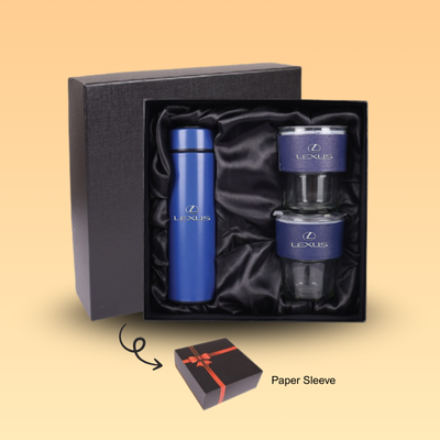 1 BSGIFTS Gift Set 2 in 1-Elegance Sip Gift Set (Thermo Flask, Glass Tumbler))