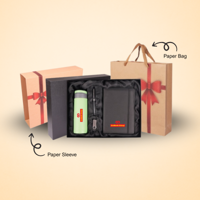 1 BSGIFTS Gift Set 4 in 1-Prime Corporate Gift Set With Recycle Paper Bag (Metal Pen, Glass Drinking Bottle, Organizer, USB Drive)