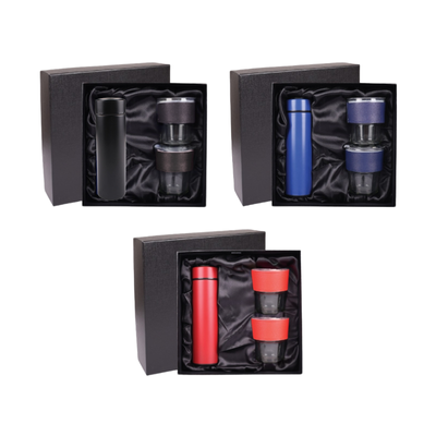 2 BSGIFTS Gift Set 2 in 1-Elegance Sip Gift Set (Thermo Flask, Glass Tumbler))