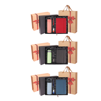 2 BSGIFTS Gift Set 4 in 1-Prime Corporate Gift Set With Recycle Paper Bag (Metal Pen, Glass Drinking Bottle, Organizer, USB Drive)