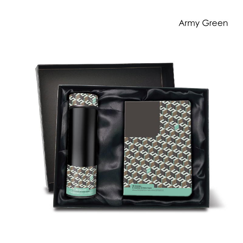 29105_3D-Success-Gift-Set_LED-Flask-n-Notebook_Army-Green