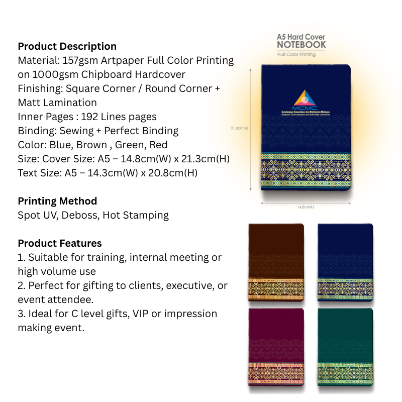 30085 Songket Dirgahayu Hardcover Notebook (Custom made)