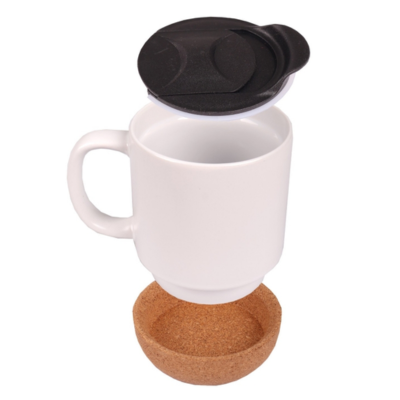 3(1) BSGIFTS Cork Base Ceramic Mug with Ribbon Box - 350ml