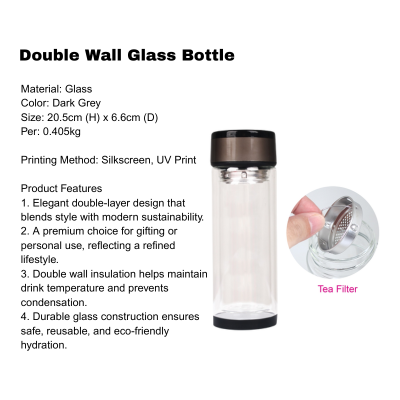 3(3) BSGIFTS Gift Set 2 in 1-HydroShield Gift Set With Recycle Paper Bag (Double Wall Glass Bottle, Umbrella)