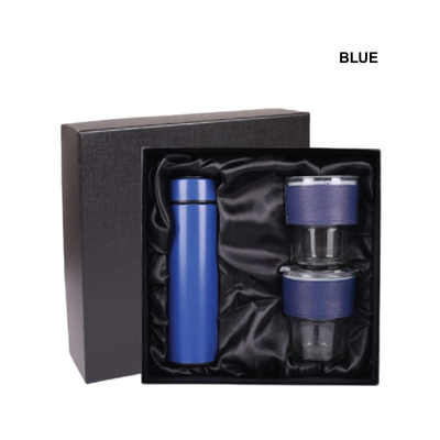 4(1) BSGIFTS Gift Set 2 in 1-Elegance Sip Gift Set (Thermo Flask, Glass Tumbler))