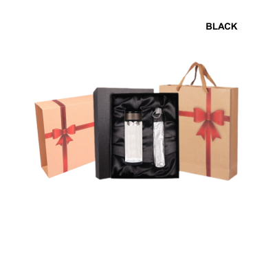 4(1) BSGIFTS Gift Set 2 in 1-HydroShield Gift Set With Recycle Paper Bag (Double Wall Glass Bottle, Umbrella)