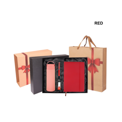4(3) BSGIFTS Gift Set 4 in 1-Prime Corporate Gift Set With Recycle Paper Bag (Metal Pen, Glass Drinking Bottle, Organizer, USB Drive)