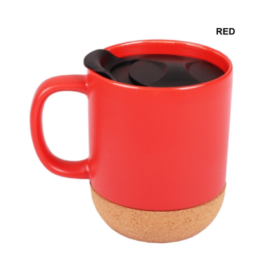 4(4) BSGIFTS Cork Base Ceramic Mug with Ribbon Box - 350ml