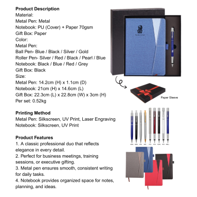 5 BSGIFTS Gift Set 2 in 1-Corporate Journal Gift Set (Metal Pen, Notebook)