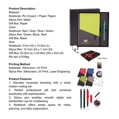 5 BSGIFTS Gift Set 2 in 1- ProConnect Gift Set (Notebook, Stylus Pen)