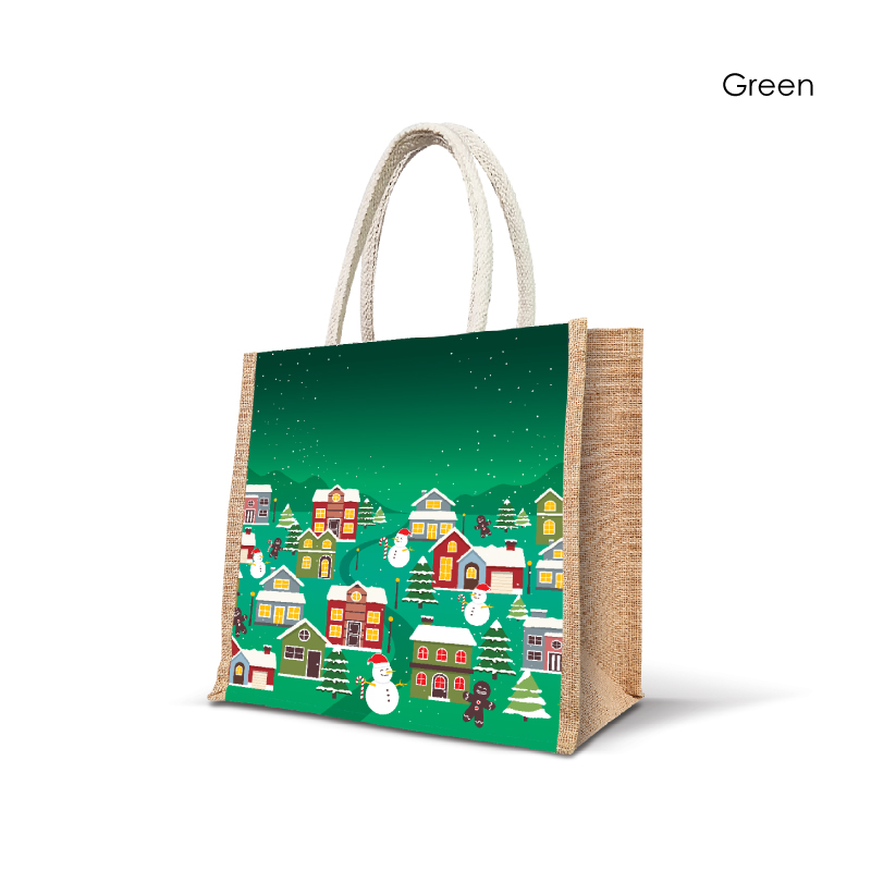 25044_Winter-Village_Jute-Bag_H22cm-x-L20.5cm-x-D10.5cm_Green