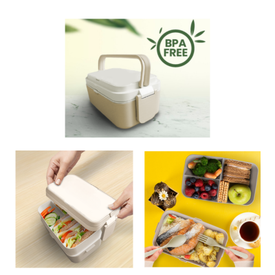 3(1) BSGIFTS ECO Bamboo 2 Tier Lunch Box - 1200ml
