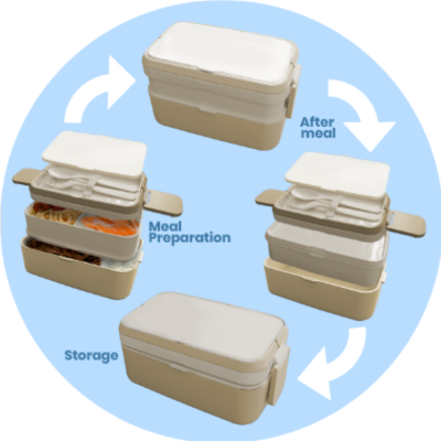 3(2) BSGIFTS ECO Bamboo 2 Tier Lunch Box - 1200ml